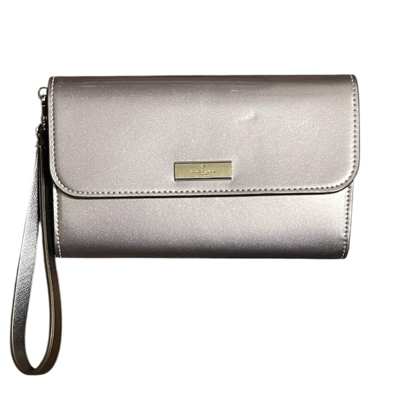 Kate Spade New York Kenzie Boxed Medium Flap Wristlet Candied Flower Metallic
